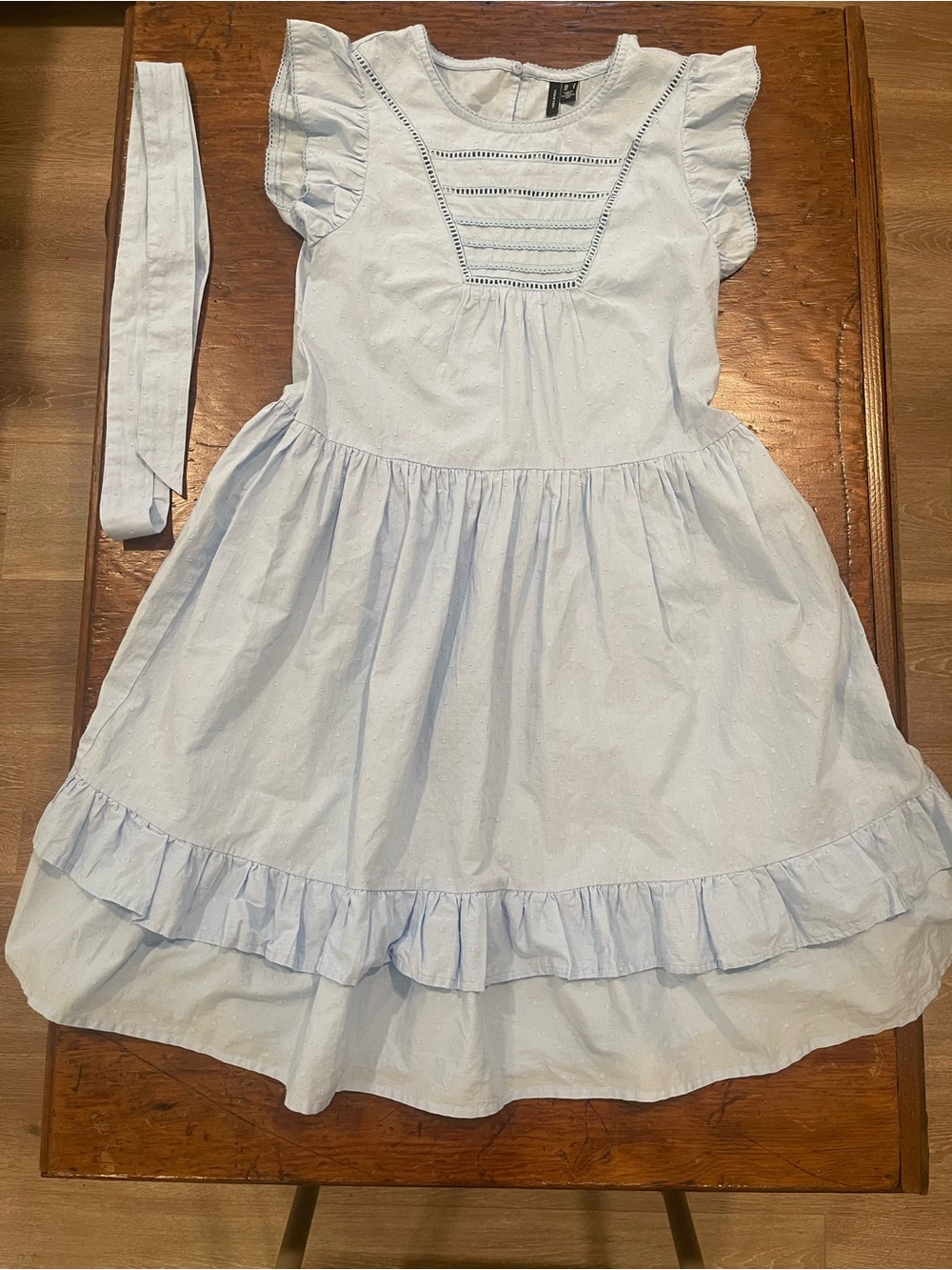 Vero Moda Light Blue Swiss Dot Cottagecore Dress Size Small